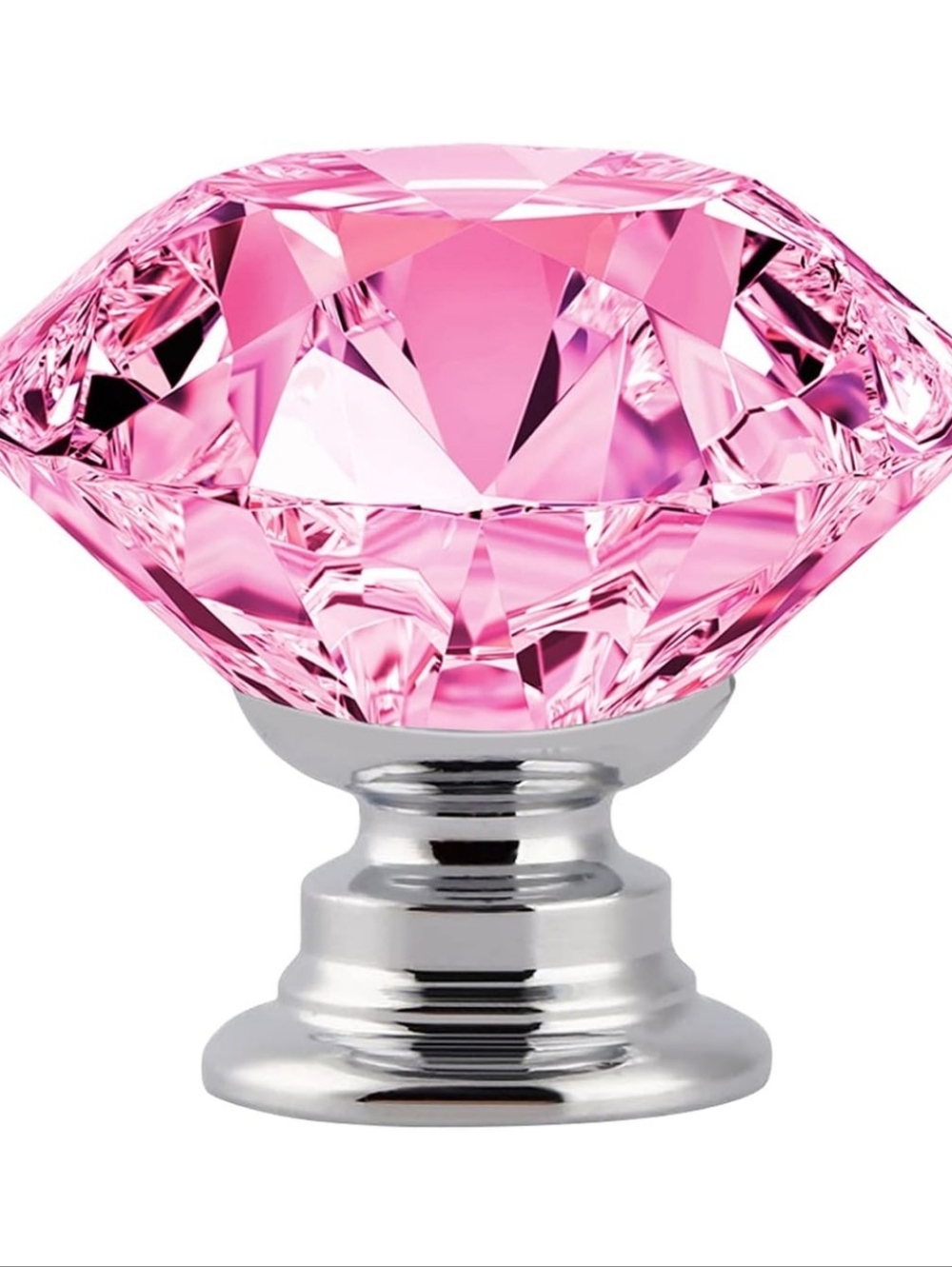 Pink Glass Crystal Cabinet Knobs - 16 Pcs 1.5" Diamond Knobs for Drawers Cabinet